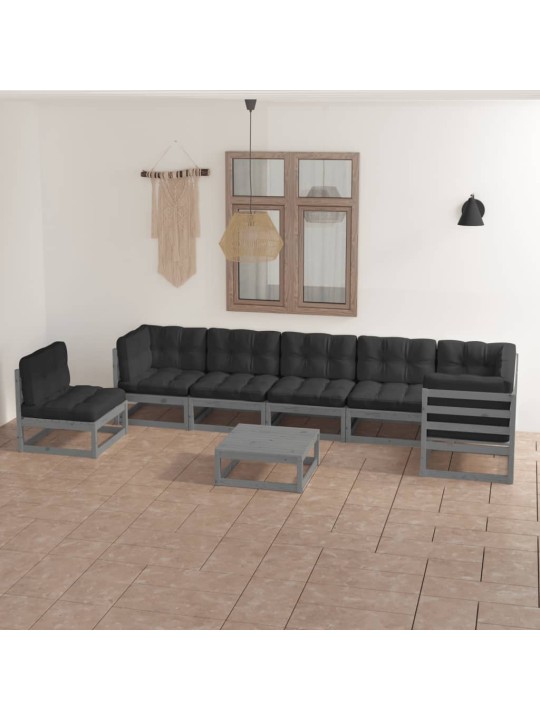 8dílná zahradní sedací souprava s poduškami masivní borovice