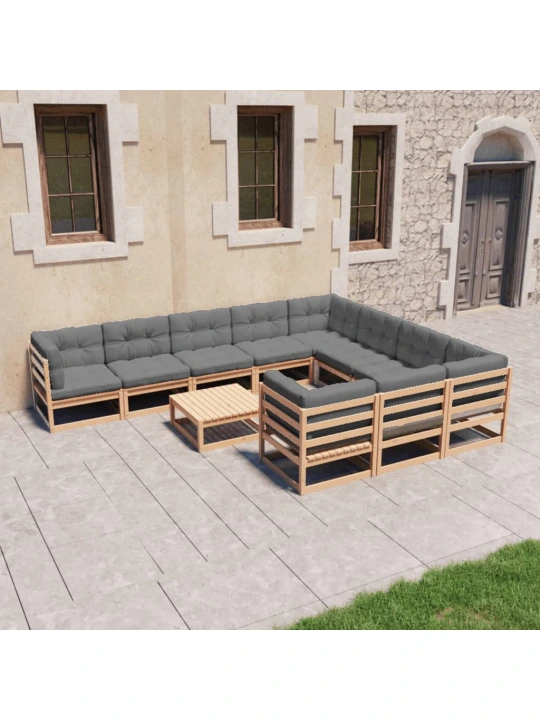 11dílná zahradní sedací souprava s poduškami masivní borovice