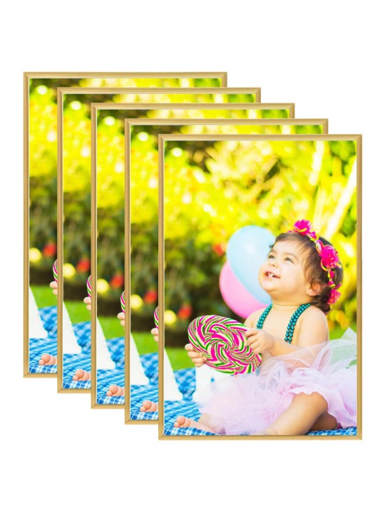 Fotorámečky koláž 5 ks na stěnu zlaté 70 x 90 cm mdf