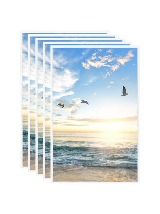 Fotorámečky koláž 5 ks na zeď nebo stůl bílé 13 x 18 cm MDF