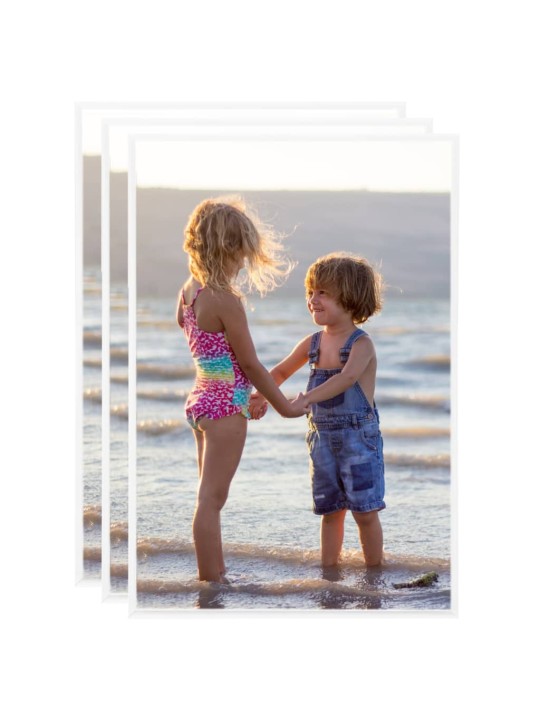 Fotorámečky koláž 3 ks na zeď nebo stůl bílé 21 x 29,7 cm MDF