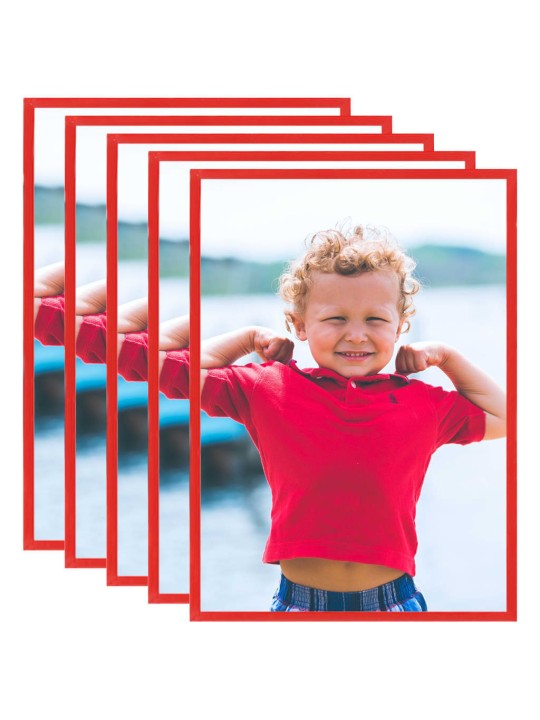 Fotorámečky koláž 5 ks na zeď nebo stůl červené 70 x 90 cm mdf