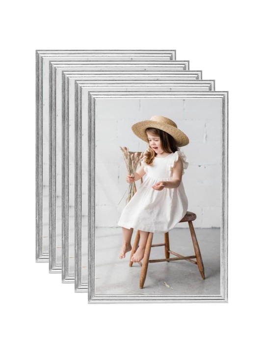 Fotorámečky koláž 5 ks na stěnu stříbrné 70x90 cm mdf