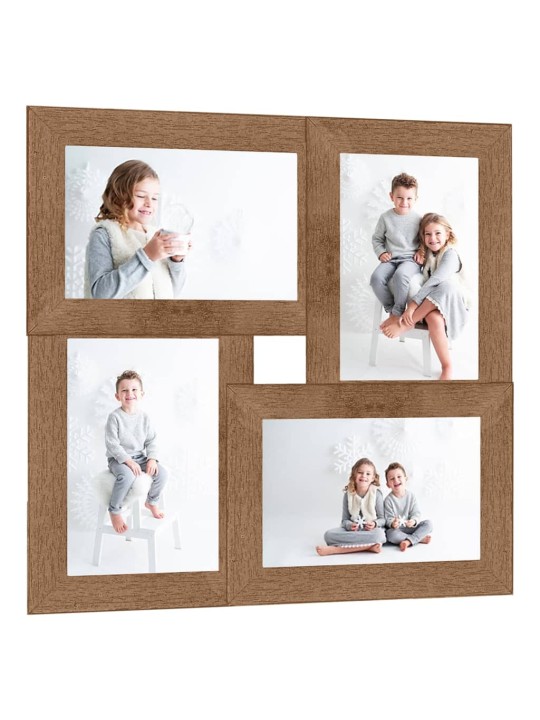 Kolážový fotorámeček na 4 obrázky (13 x 18 cm) světle hnědý MDF