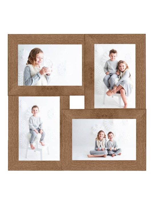 Kolážový fotorámeček na 4 obrázky (13 x 18 cm) světle hnědý MDF