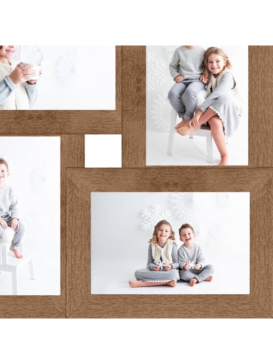 Kolážový fotorámeček na 4 obrázky (13 x 18 cm) světle hnědý MDF