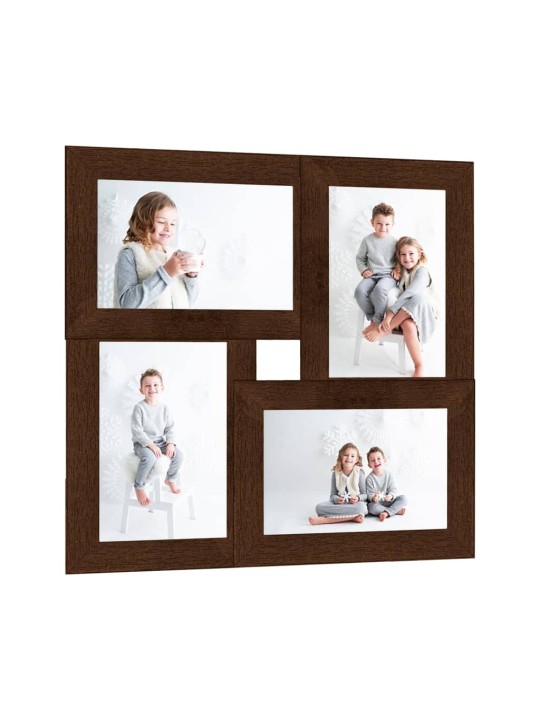 Kolážový fotorámeček na 4 obrázky (10 x 15 cm) tmavě hnědý MDF