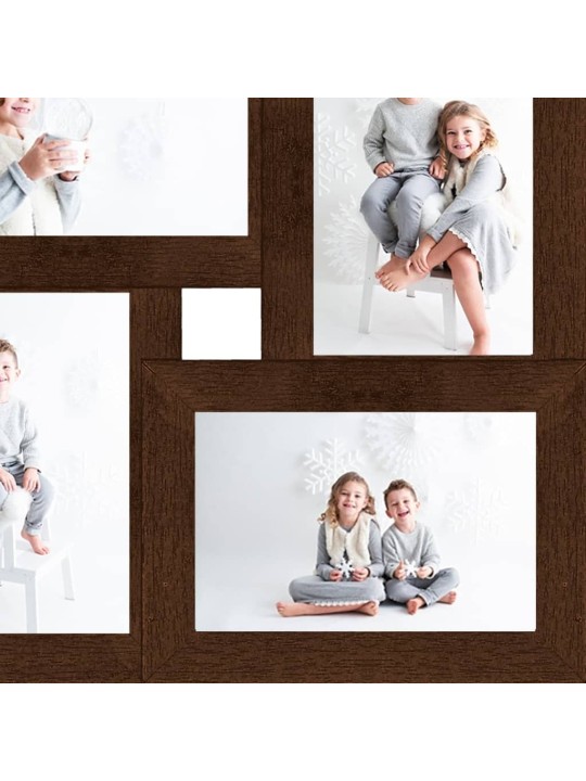 Kolážový fotorámeček na 4 obrázky (10 x 15 cm) tmavě hnědý MDF