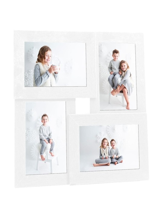 Kolážový fotorámeček na 4 obrázky (10 x 15 cm) bílý MDF