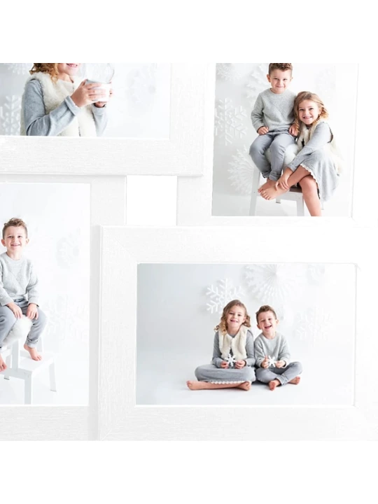 Kolážový fotorámeček na 4 obrázky (13 x 18 cm) bílý MDF