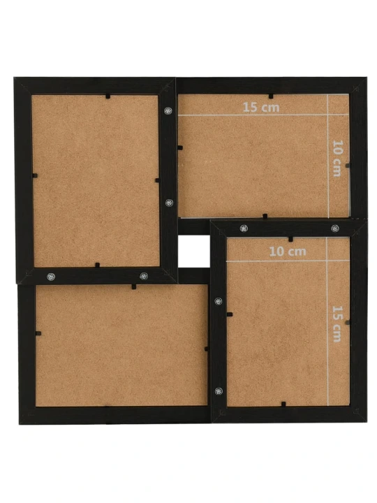 Kolážový fotorámeček na 4 obrázky (10 x 15 cm) černý MDF
