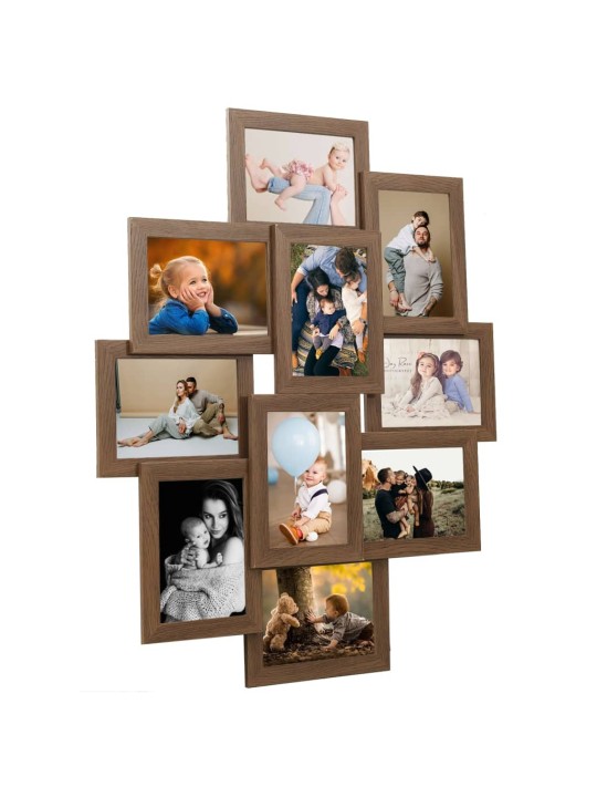 Kolážový fotorámeček na 10×(10x15 cm) obrázek světle hnědý MDF