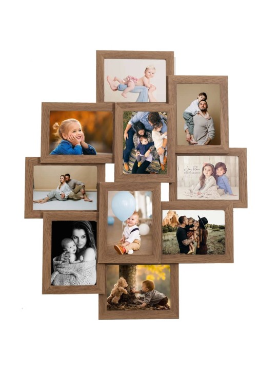 Kolážový fotorámeček na 10×(10x15 cm) obrázek světle hnědý MDF