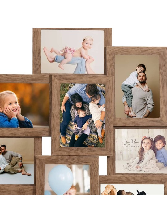 Kolážový fotorámeček na 10×(10x15 cm) obrázek světle hnědý MDF