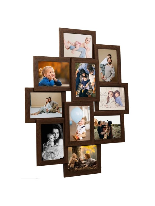 Kolážový fotorámeček na 10x(13x18 cm) obrázek tmavě hnědý MDF
