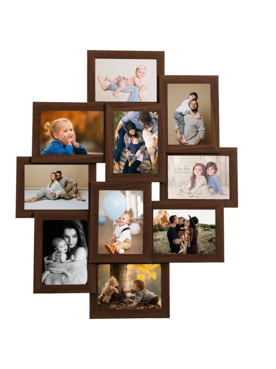 Kolážový fotorámeček na 10x(13x18 cm) obrázek tmavě hnědý MDF