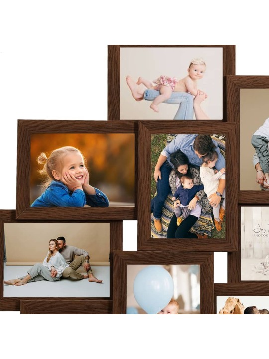 Kolážový fotorámeček na 10x(13x18 cm) obrázek tmavě hnědý MDF