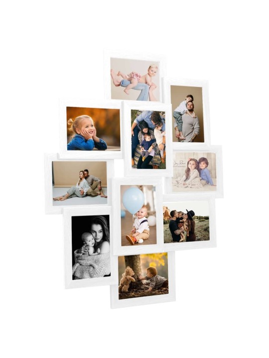 Kolážový fotorámeček na 10 obrázků (10 x 15 cm) bílý MDF