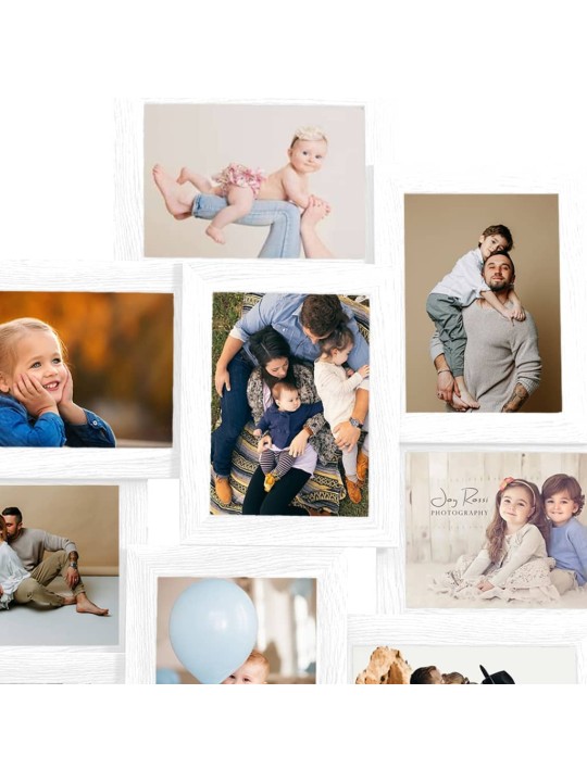 Kolážový fotorámeček na 10 obrázků (10 x 15 cm) bílý MDF