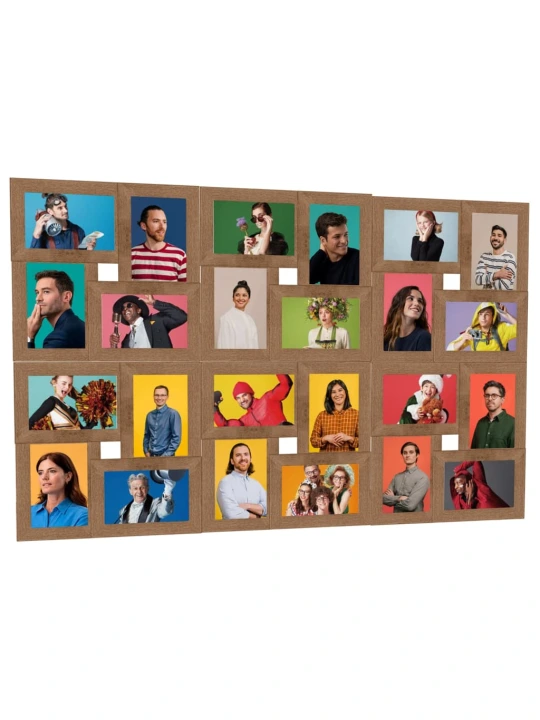 Kolážový fotorámeček na 24 obrázků (10x15 cm) světle hnědý MDF