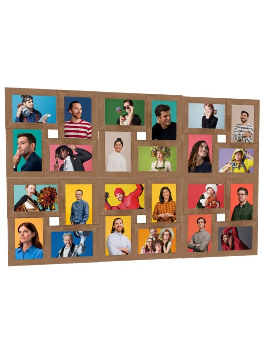 Kolážový fotorámeček na 24x(13x18 cm) obrázek světle hnědý MDF