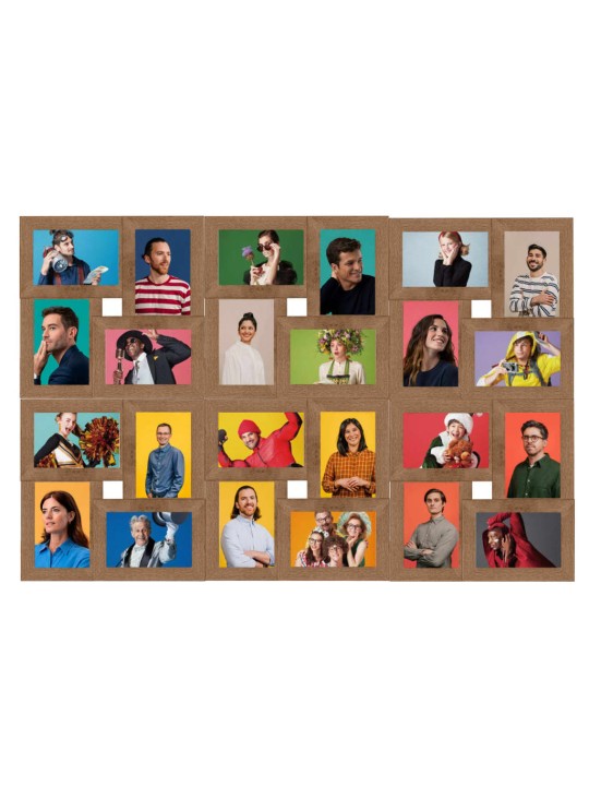 Kolážový fotorámeček na 24x(13x18 cm) obrázek světle hnědý MDF