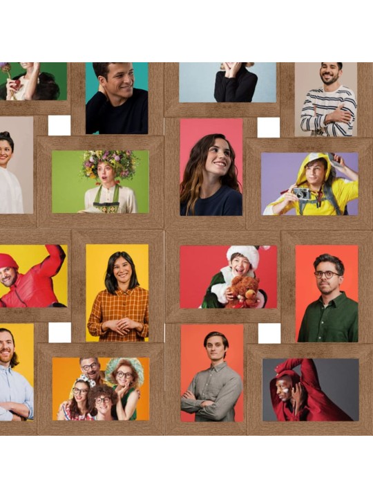 Kolážový fotorámeček na 24x(13x18 cm) obrázek světle hnědý MDF