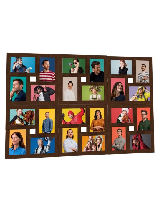 Kolážový fotorámeček na 24 obrázků (13 x 18 cm) tmavě hnědý MDF
