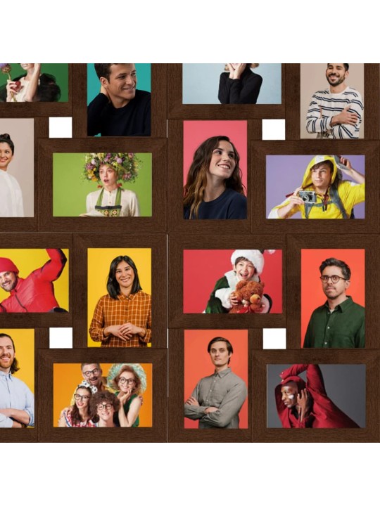 Kolážový fotorámeček na 24 obrázků (13 x 18 cm) tmavě hnědý MDF