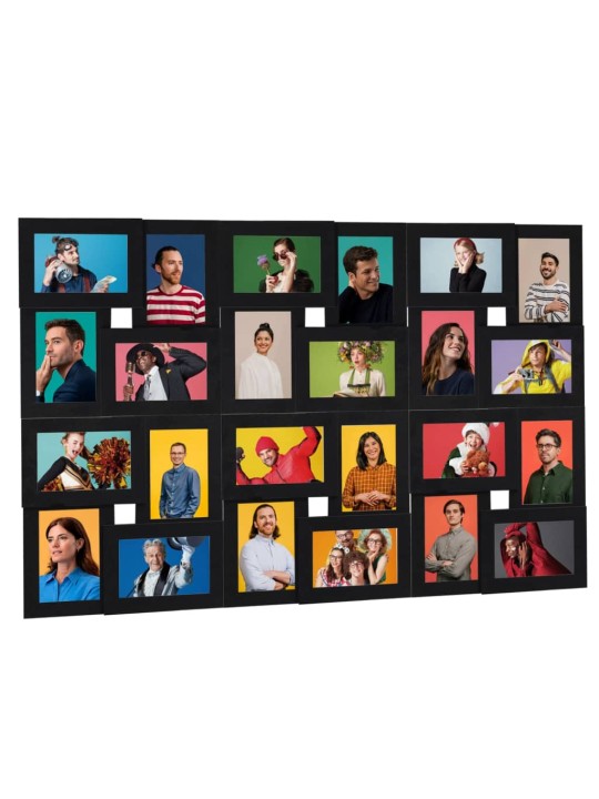 Kolážový fotorámeček na 24 obrázků (13 x 18 cm) černý MDF