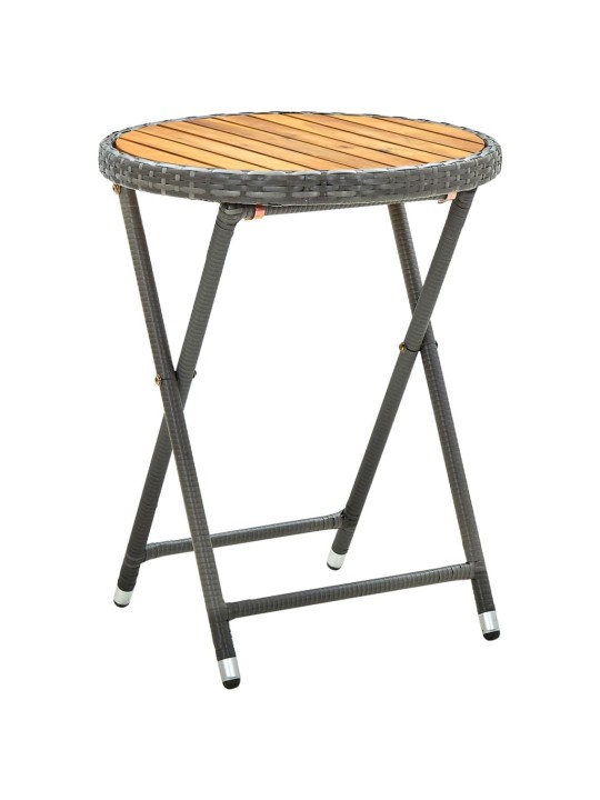 Čajový stolek šedý 60 cm polyratan a masivní akácie