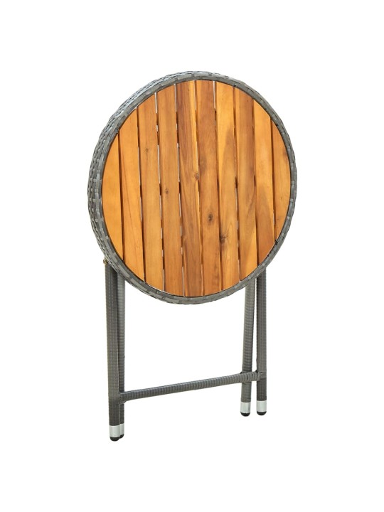 Čajový stolek šedý 60 cm polyratan a masivní akácie