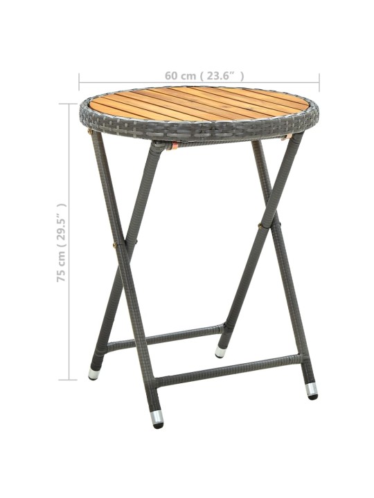 Čajový stolek šedý 60 cm polyratan a masivní akácie