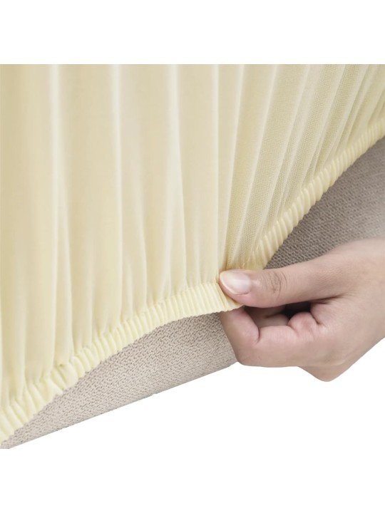 Strečový potah na dvoumístnou pohovku krémový polyester žerzej