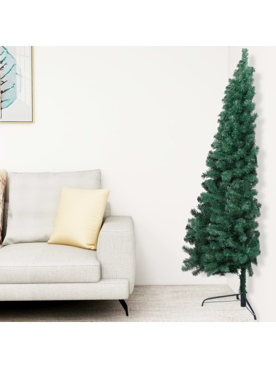 Umělý vánoční půl stromek s LED a sadou koulí zelený 120 cm
