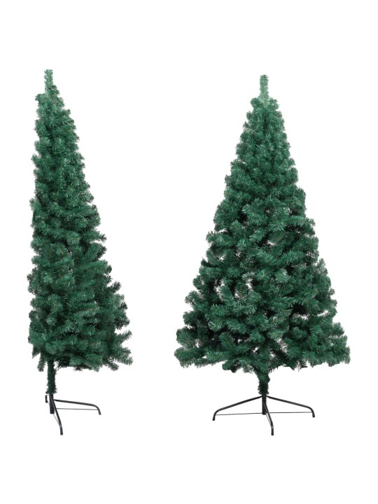 Umělý vánoční půl stromek s LED a sadou koulí zelený 120 cm