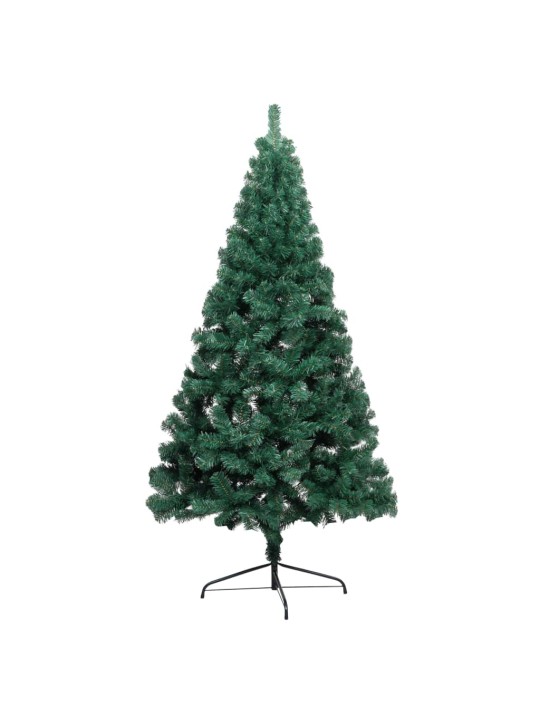 Umělý vánoční půl stromek s LED a sadou koulí zelený 120 cm