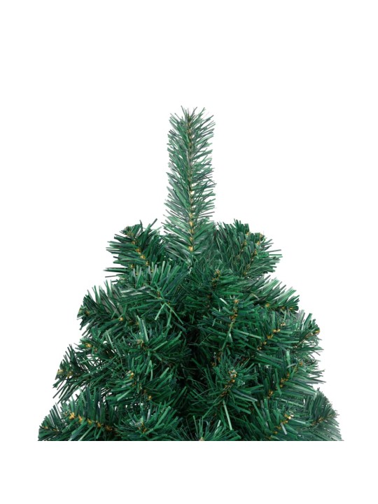 Umělý vánoční půl stromek s LED a sadou koulí zelený 120 cm