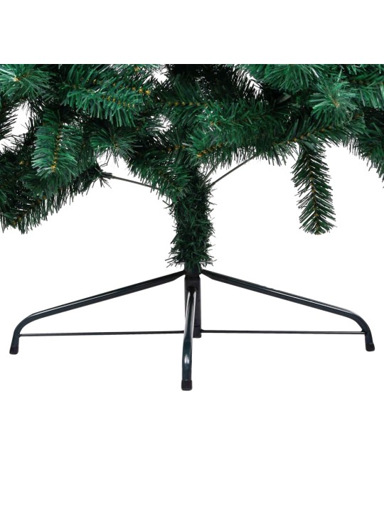 Umělý vánoční půl stromek s LED a sadou koulí zelený 120 cm