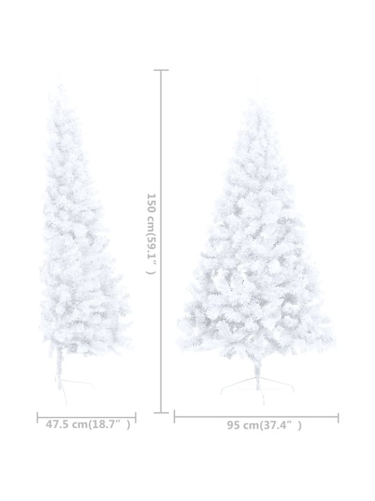 Umělý vánoční půl stromek s LED a sadou koulí bílý 150 cm
