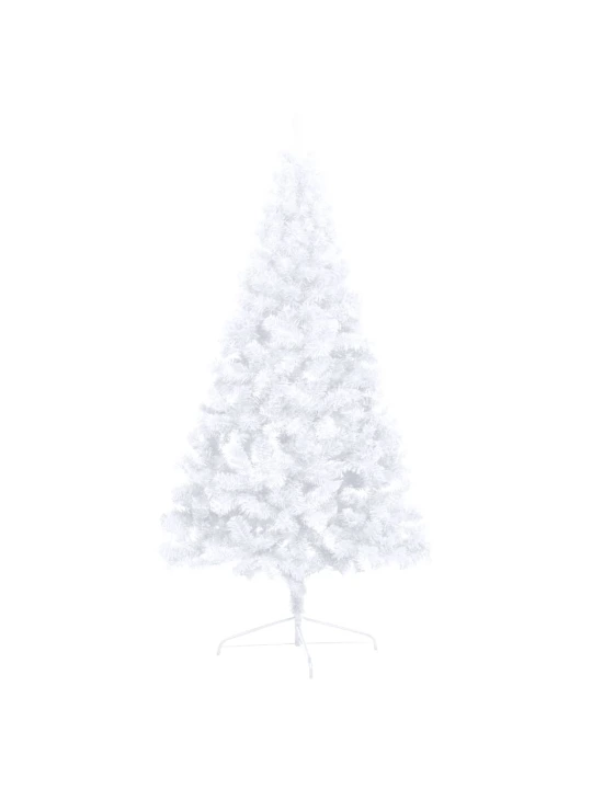 Umělý vánoční půl stromek s LED a sadou koulí bílý 150 cm