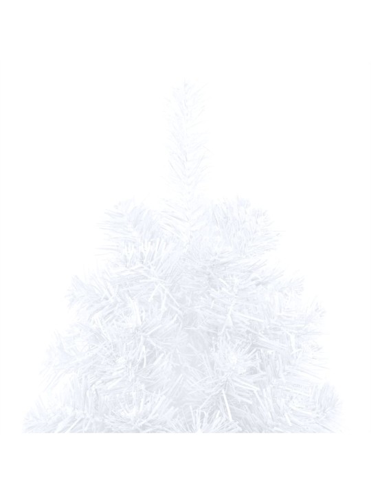 Umělý vánoční půl stromek s LED a sadou koulí bílý 150 cm