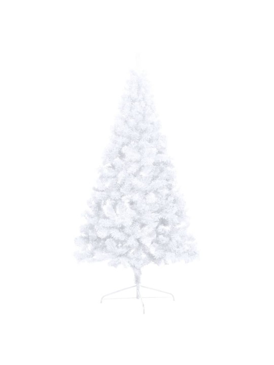 Umělý vánoční půl stromek s LED a sadou koulí bílý 180 cm