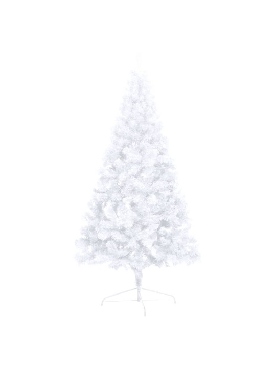 Umělý vánoční půl stromek s LED a sadou koulí bílý 210 cm