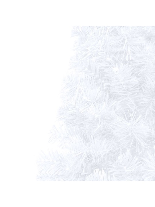 Umělý vánoční půl stromek s LED a sadou koulí bílý 210 cm
