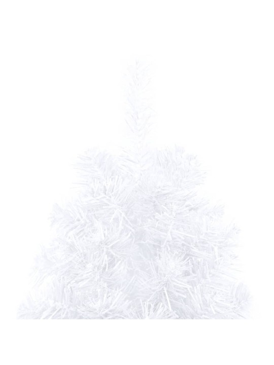 Umělý vánoční půl stromek s LED a sadou koulí bílý 210 cm