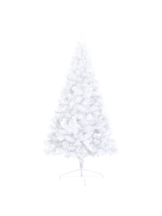 Umělý vánoční půl stromek s LED a sadou koulí bílý 240 cm