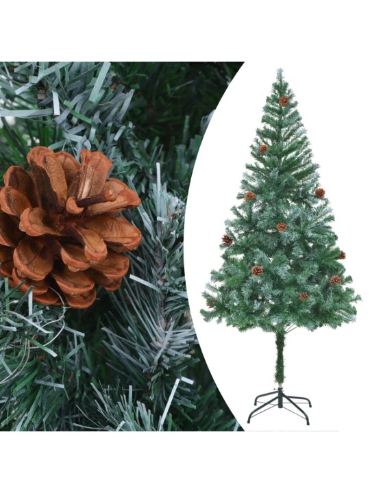 Umělý vánoční stromek LED osvětlení sada koulí a šišky 180 cm