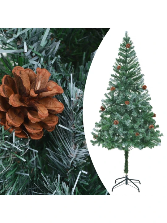 Umělý vánoční stromek LED osvětlení sada koulí a šišky 180 cm