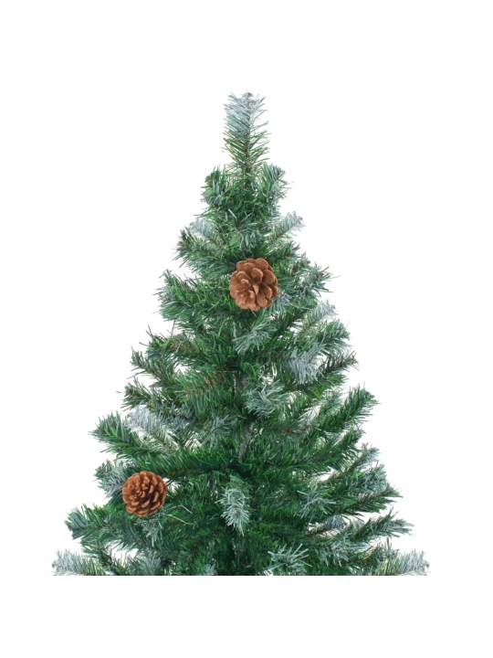 Umělý vánoční stromek LED osvětlení sada koulí a šišky 180 cm